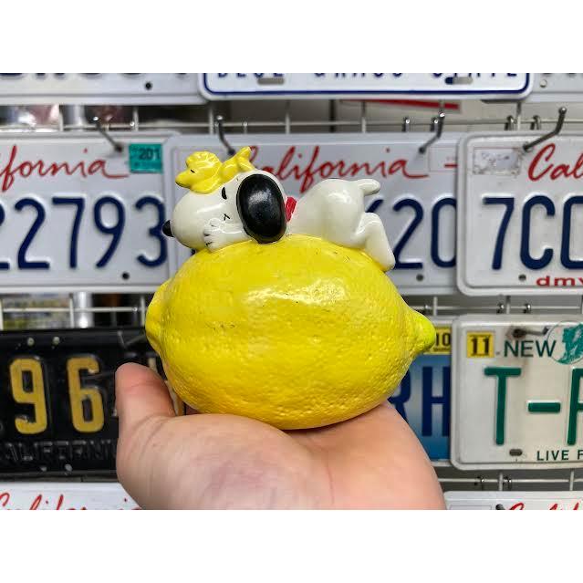スヌーピー バンク 貯金箱 レモン 陶器 ビンテージ Snoopy Bank Lemon