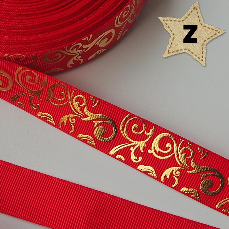 23mm幅 1m】全10色 蔦柄 アラベスク柄 グログランリボン ゴールド