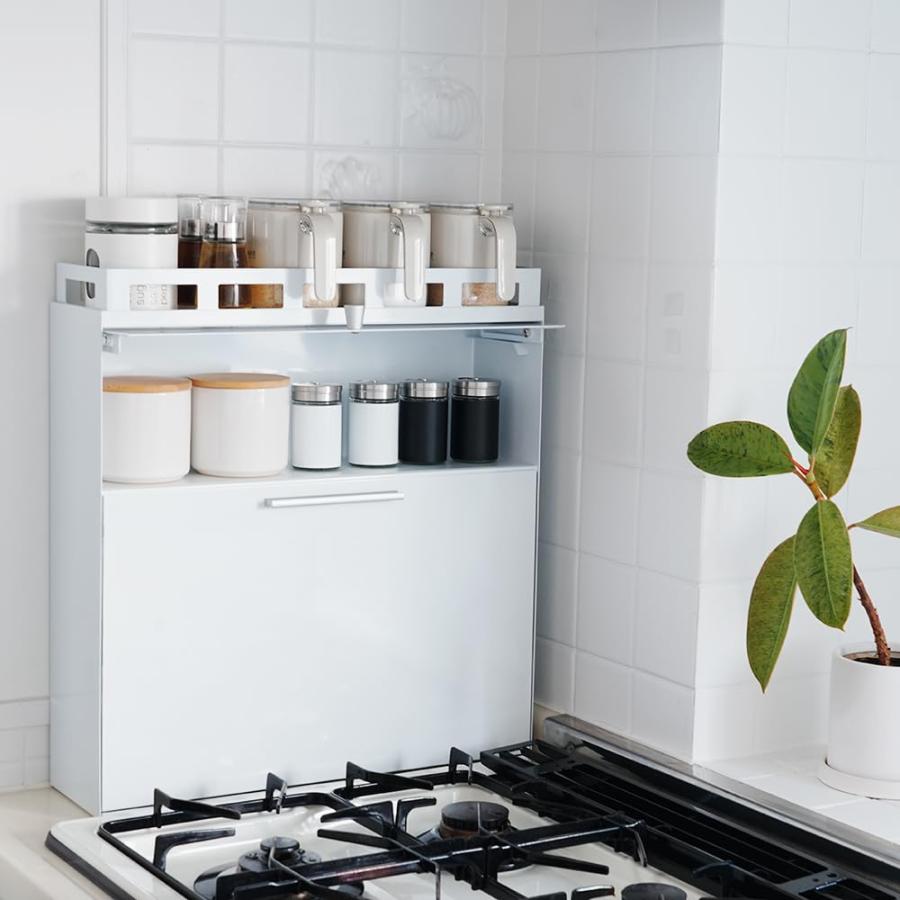 隠せる調味料ラック 前が開く フラップ式 キッチンラック おしゃれ 大