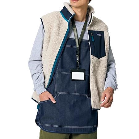 ビブスエプロン FK7189 (男女兼用) デニム調生地 ツイル素材 胸当て