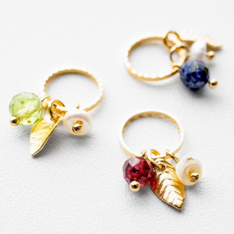 全5色】天然石チャーム (2個入)アクセサリー パーツ 両面加工