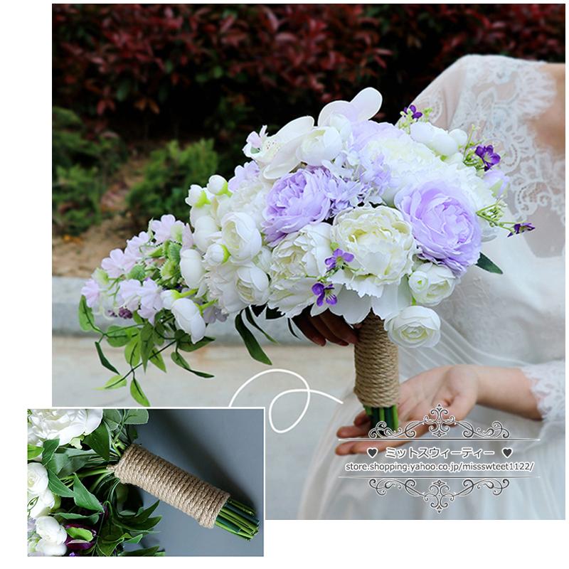 ウエディングブーケ キャスケードブーケ 結婚式 ブーケ 花嫁 二次会