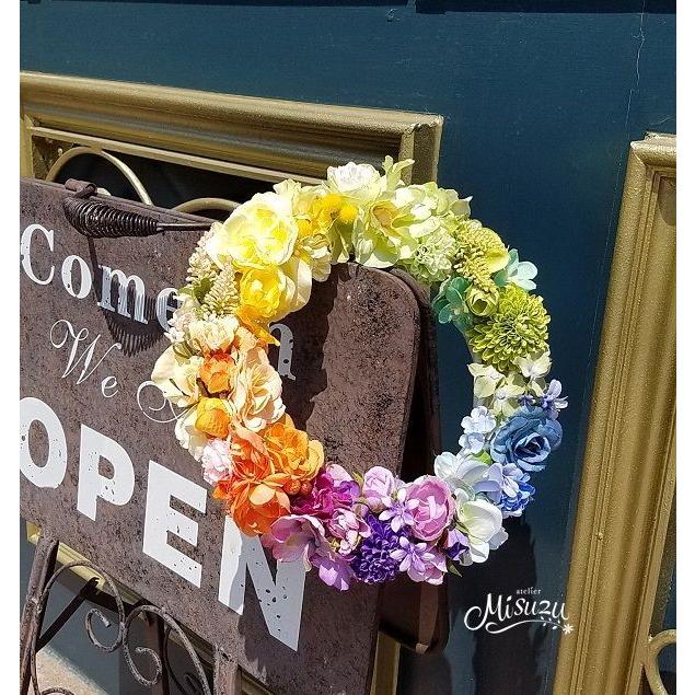 misuzu シアワセのレインボーリース 虹色 LGBTインテリア 玄関 ギフト