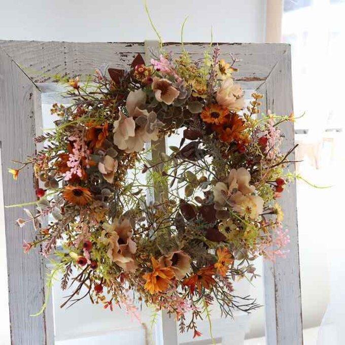 アンティーク ドライフラワー風 玄関リース ガーデンリース ナチュラル