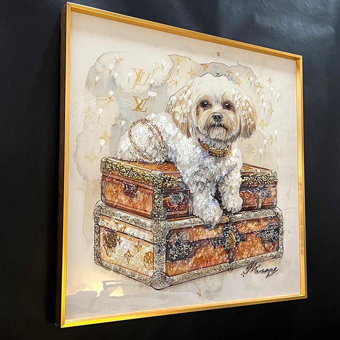 送料無料 クリスタルアートパネル オマージュアートパネル マルチーズ