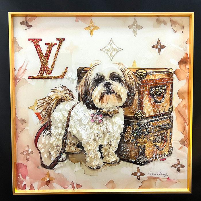 送料無料 クリスタルアートパネル オマージュアートパネル シーズー 犬