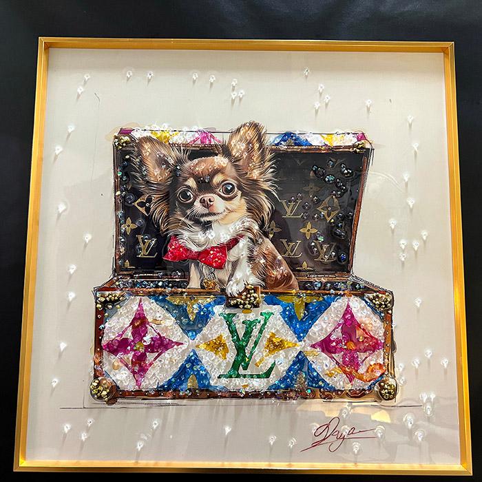 送料無料 クリスタルアートパネル オマージュアートパネル チワワ 犬