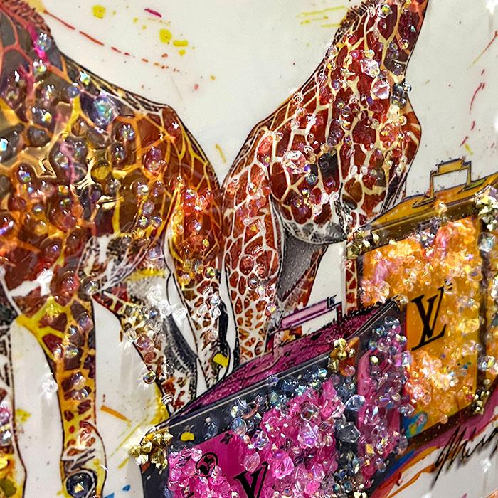 送料無料 クリスタルアートパネル オマージュアートパネル キリン