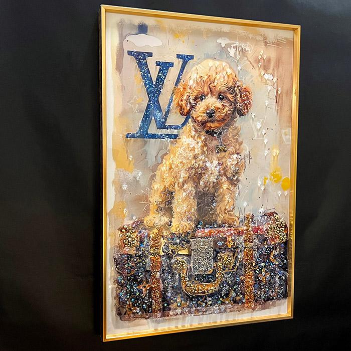 送料無料 クリスタルアートパネル オマージュアートパネル プードル 犬