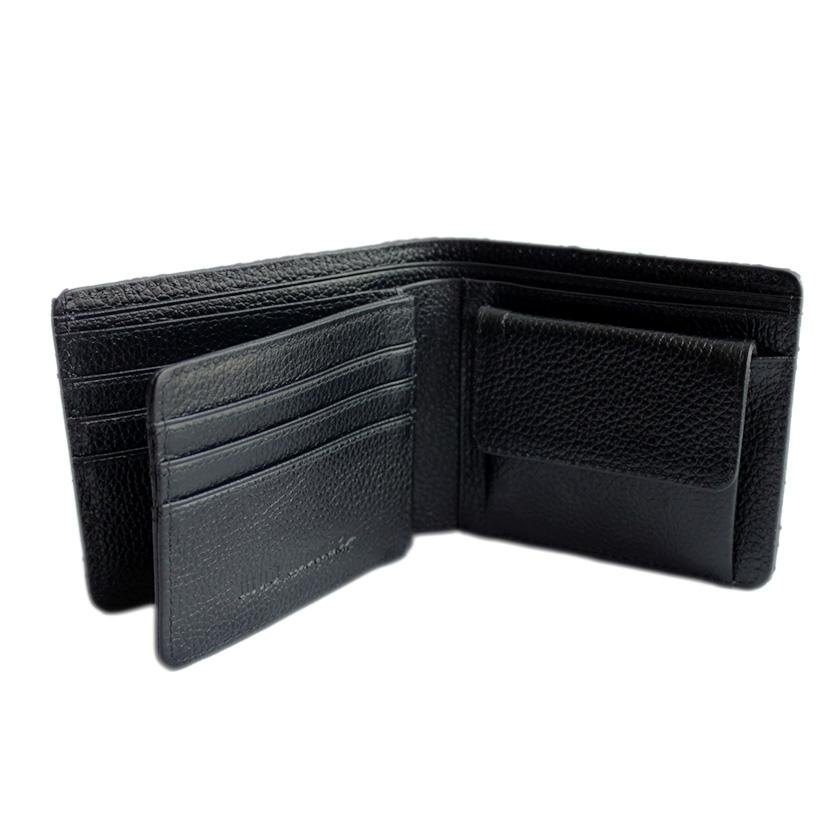 オーストリッチレッグ革/二つ折り財布/ショートウォレット/ブラック