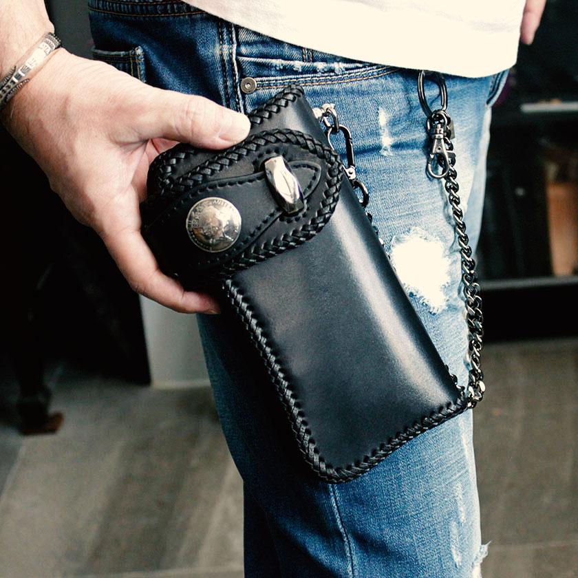 バイカーズウォレット 栃木レザー ヌメ革黒 長財布 ライダース