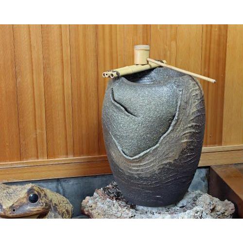 ポイント10倍]信楽焼 循環式 つくばい 電動 響 湧き水 蹲 水琴窟 陶器