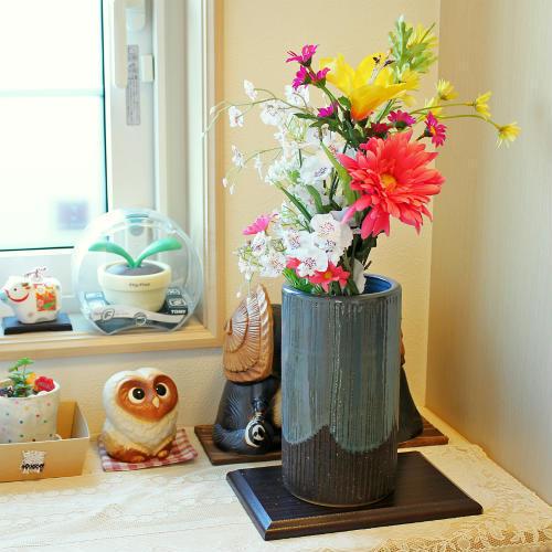 在庫数限り 信楽焼 花瓶 青銅 櫛目 7号 おしゃれ 一輪挿し 花入 陶器