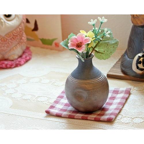 信楽焼 一輪挿し 銀嶺 エクボ 掛分 ミニ 壷 小さい 花瓶 陶器 おしゃれ