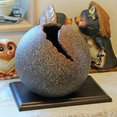 信楽焼 花瓶 茶 斑点 丸 6.5号 おしゃれ 一輪挿し 小さい 花入 北欧