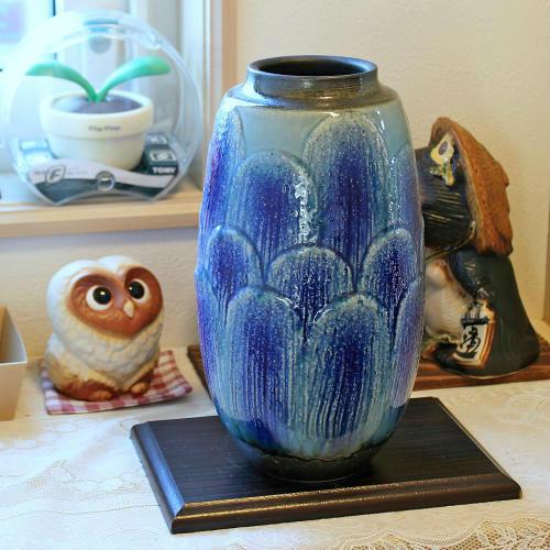 在庫数限り 信楽焼 花瓶 青 盛土 長 9号 おしゃれ 一輪挿し 小さい 花