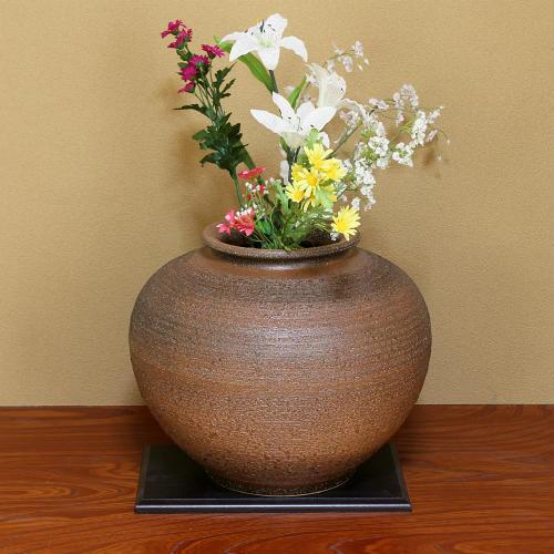 ポイント8倍]信楽焼 花瓶 窯肌 松皮 丸 13号 おしゃれ 一輪挿し 小さい