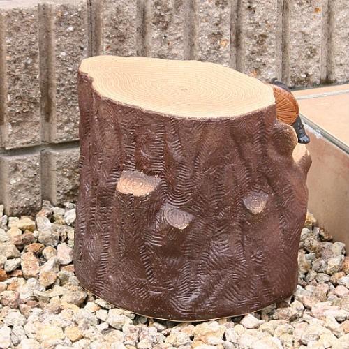 信楽焼 フラワースタンド 園芸 花台 たぬき 切株 10号 おしゃれ 狸