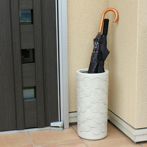 信楽焼 陶器 傘立て 白 輪彫 傘たて スリム 北欧 おしゃれ