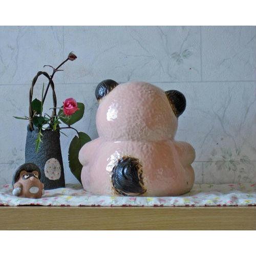 名入れ]信楽焼 狸 置物 表札 赤ちゃん たぬきの置物 6号(桃) おしゃれ