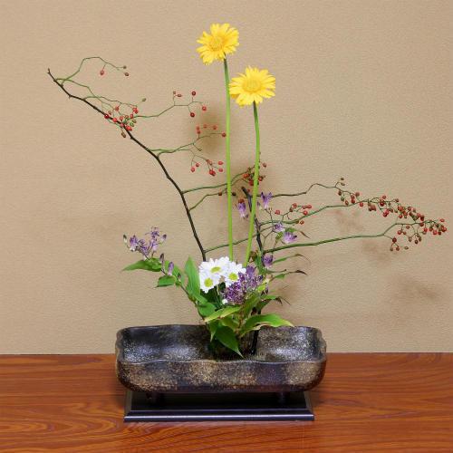 在庫数限り 信楽焼 花瓶 花器 華道 池坊 嵯峨御流 窯肌 角 コンポート