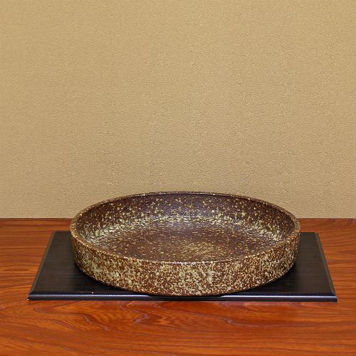 在庫数限り 信楽焼 水盤 花器 15号 窯肌 切立 丸 陶器 池坊 嵯峨御流