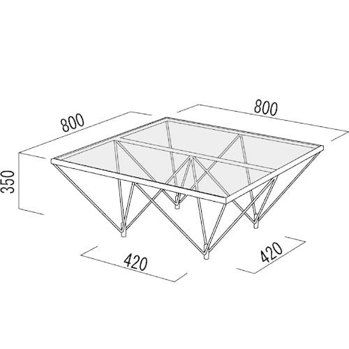 ルネセイコウ ガラステーブル FT-35 正方形 80×80cm センターテーブル