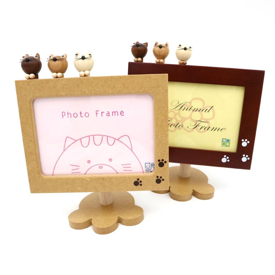 フォトフレーム オルゴール 木製 アクションフォトフレーム ネコ 18弁