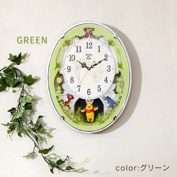 RHYTHM 高さ45cm 横34.5cm 厚さ8.1cm くまのプーさん M523 振り子時計