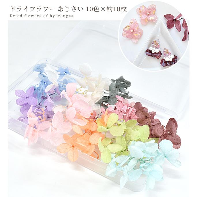 MY mama ドライフラワー あじさい 10色×約10枚セット □ 紫陽花 茎 枝