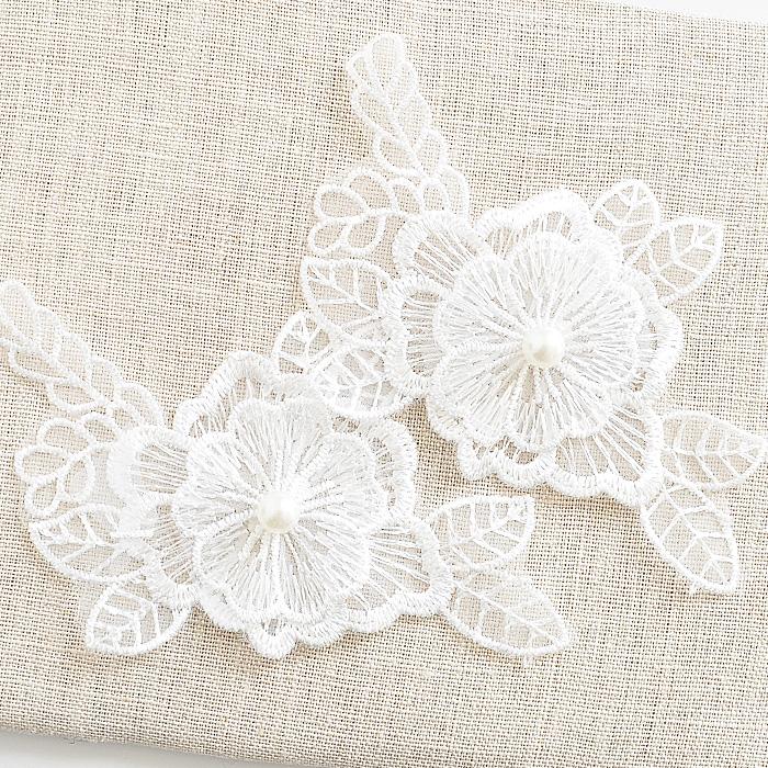 MY mama パール付き レース モチーフ フラワー 約82×123mm 2枚セット