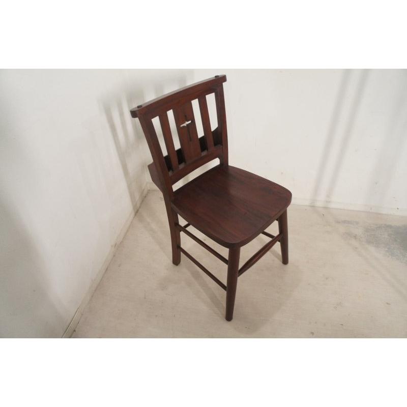 英国アンティーク調 チャーチチェア ボックス付 クロス マホガニー