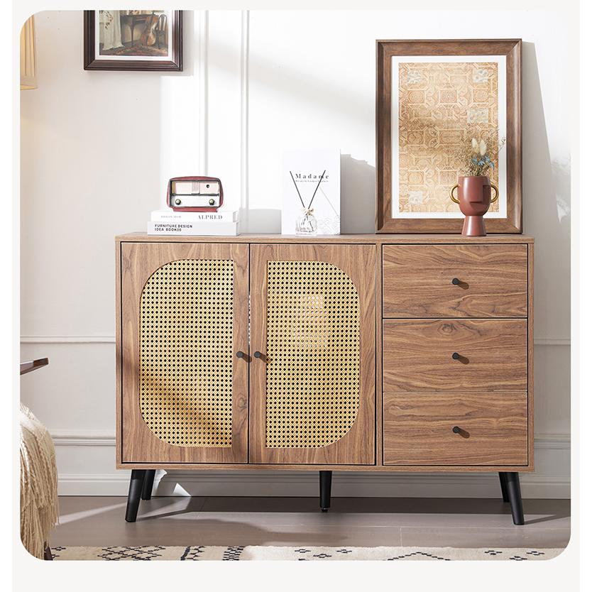 BTM キャビネット サイドボード チェストラタン調 ラタン風 引き出し