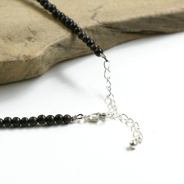黒檀 エボニー 3mm ネックレス 木製 木 メンズ アクセサリー : 日本製