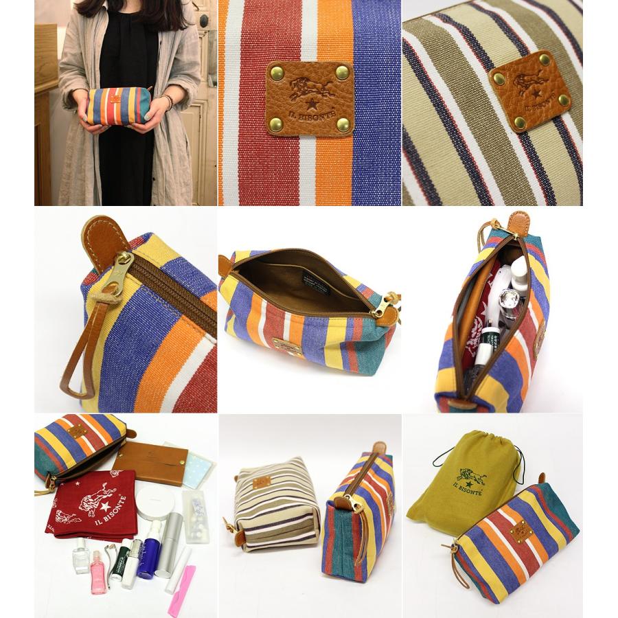 IL BISONTE（イルビゾンテ） ポーチ ストライプキャンバスポーチ 商品