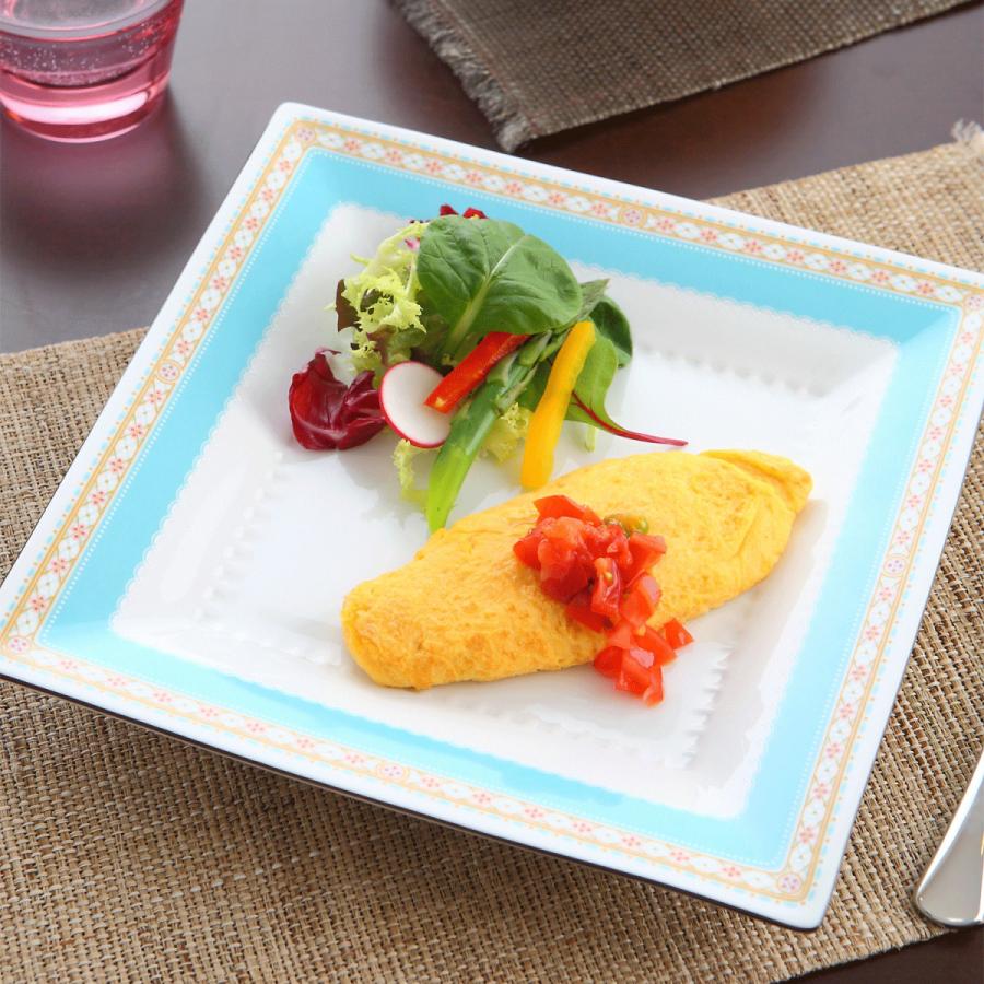 ノリタケ ハミングブルー 23cmスクエアプレート ( 電子レンジ対応