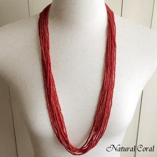 赤珊瑚 あかさんご ネックレス 小玉 10連 ナチュラルコーラル 珊瑚