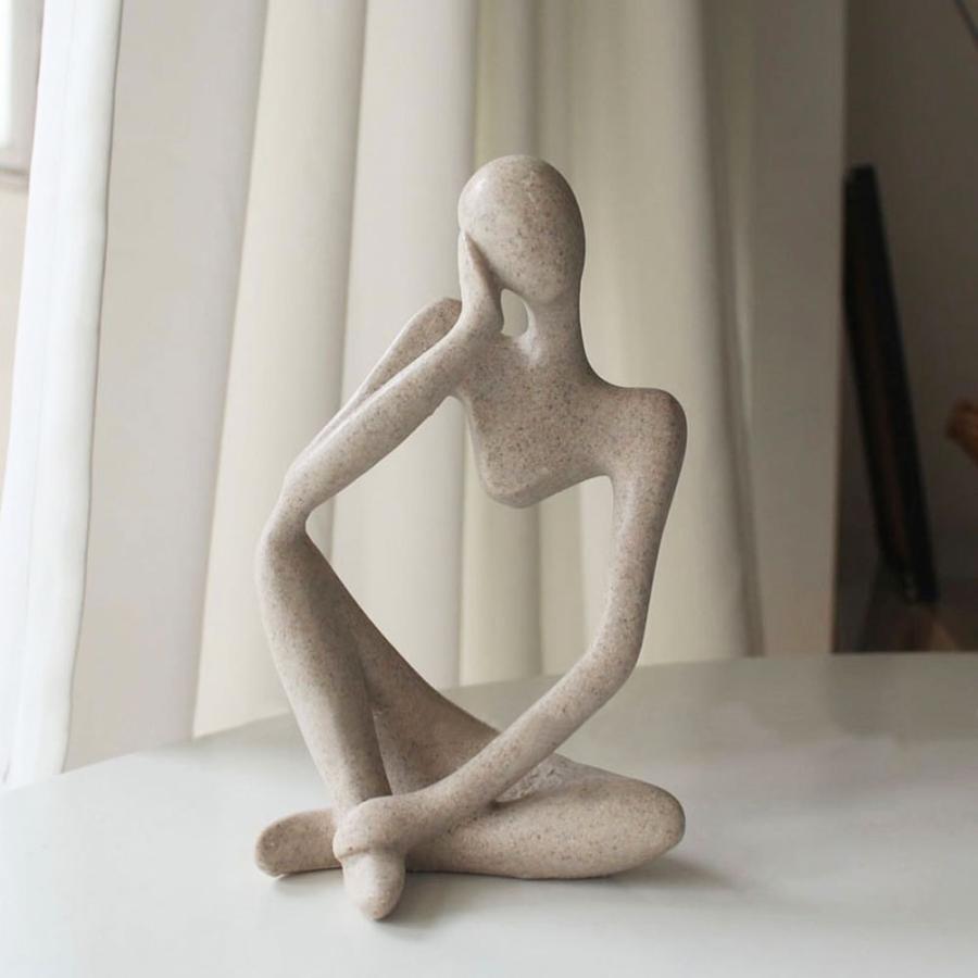 オブジェ 抽象彫刻 アート 砂岩 考える人 物思いに耽る 現代アート