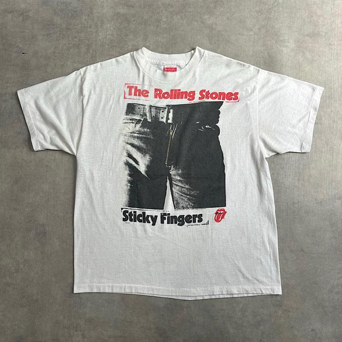 80'S Rolling Stones Stickey Fingers T-Shirt Made in USA XL/WHITE
