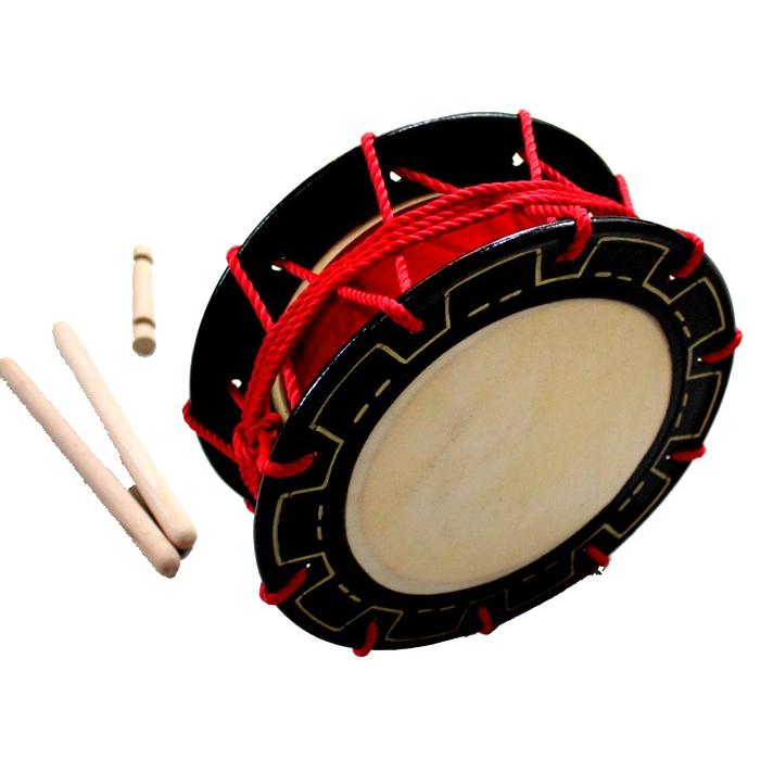 エイサー用 締め太鼓 (特小) 水牛皮 直径18cm×高さ8.5cm バチ1本