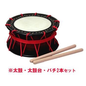 座敷用締め太鼓セット 水牛皮 直径35cm×高さ15cm 太鼓台・バチ2本付き