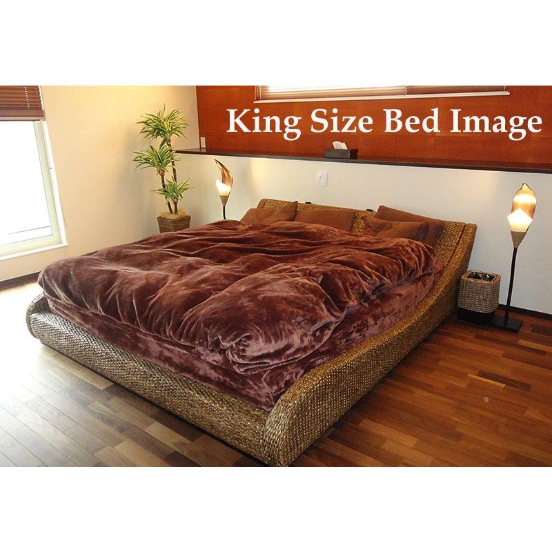 アジアン 高品質 ウォーターヒヤシンス ダブル ベッド ローベッド バリ