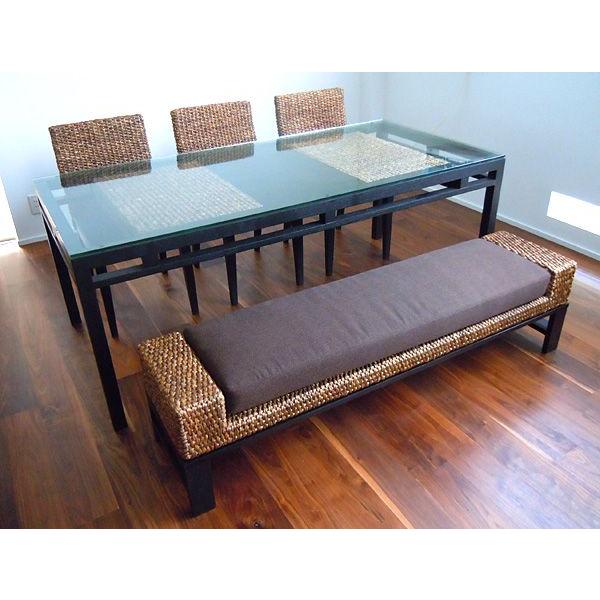 大型 ダイニング テーブル ガラス 天板 高品質 ウォーターヒヤシンス