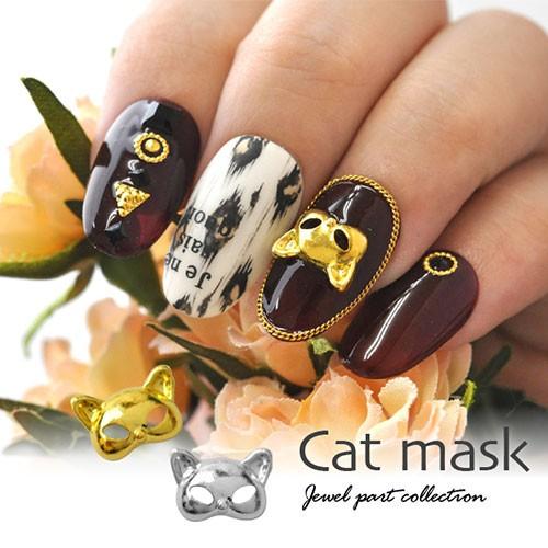 ハロウィン ネイルパーツ メタルパーツ ねこ 猫 ネコ 仮面 マスク