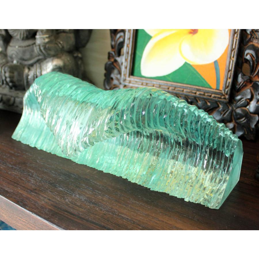 バリガラスの波オブジェ ウェーブ アート ガラス 置物 海 インテリア