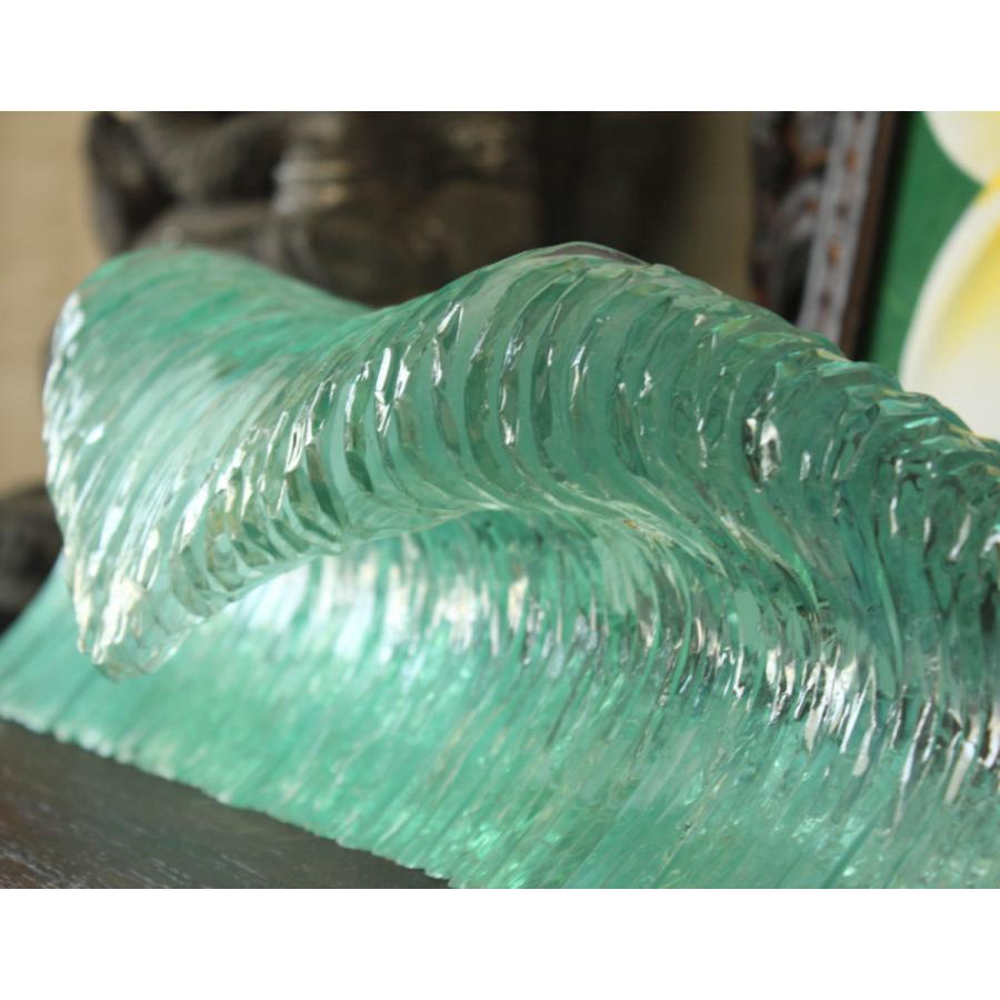 バリガラスの波オブジェ ウェーブ アート ガラス 置物 海 インテリア