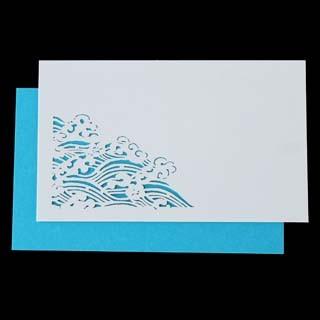 名刺用 用紙 4号 [50枚入] 切リ絵 M5 波【名入れ印刷なし 紙の販売です