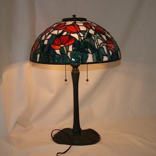 ティファニーランプ・チューリップ 14インチ : ステンドグラス七色
