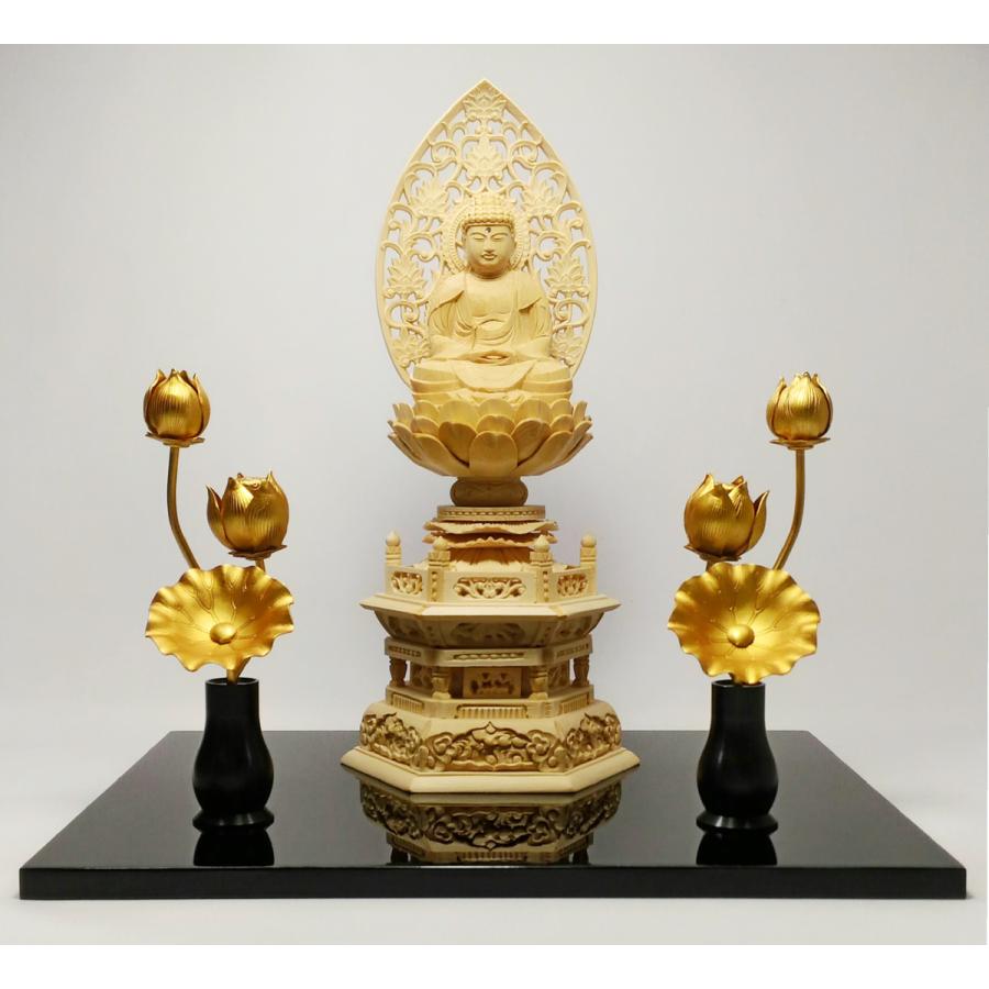 ステージ仏壇 【安らぎ】仏像（六角台座 座釈迦如来2寸）・常花付き