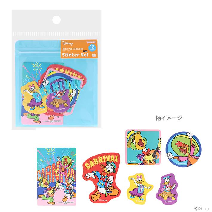 ミッキー＆フレンズ ディズニー ステッカーセット レトロ カーニバル柄